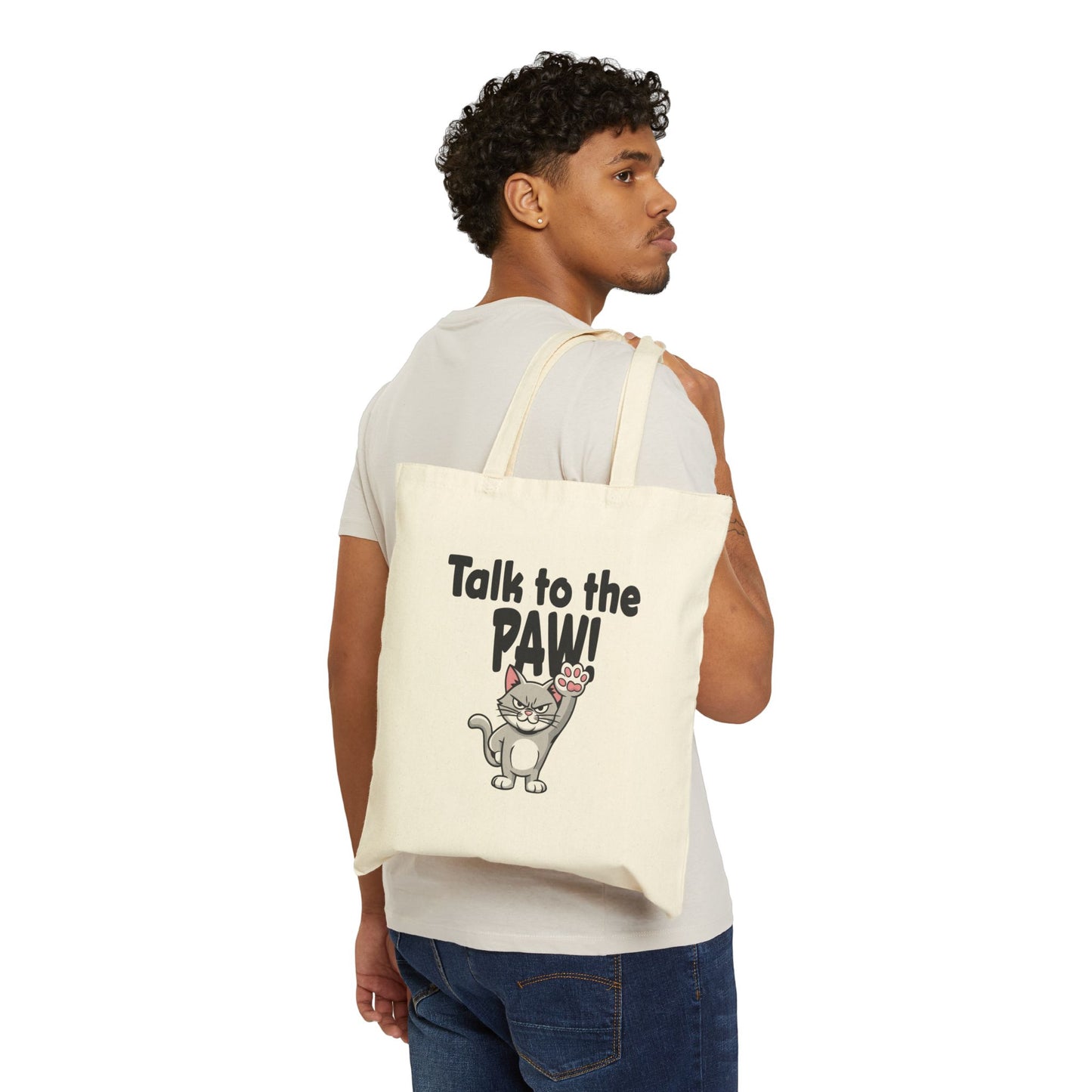 Talk To The Paw: Defiant Cat Attitude Tote Bag