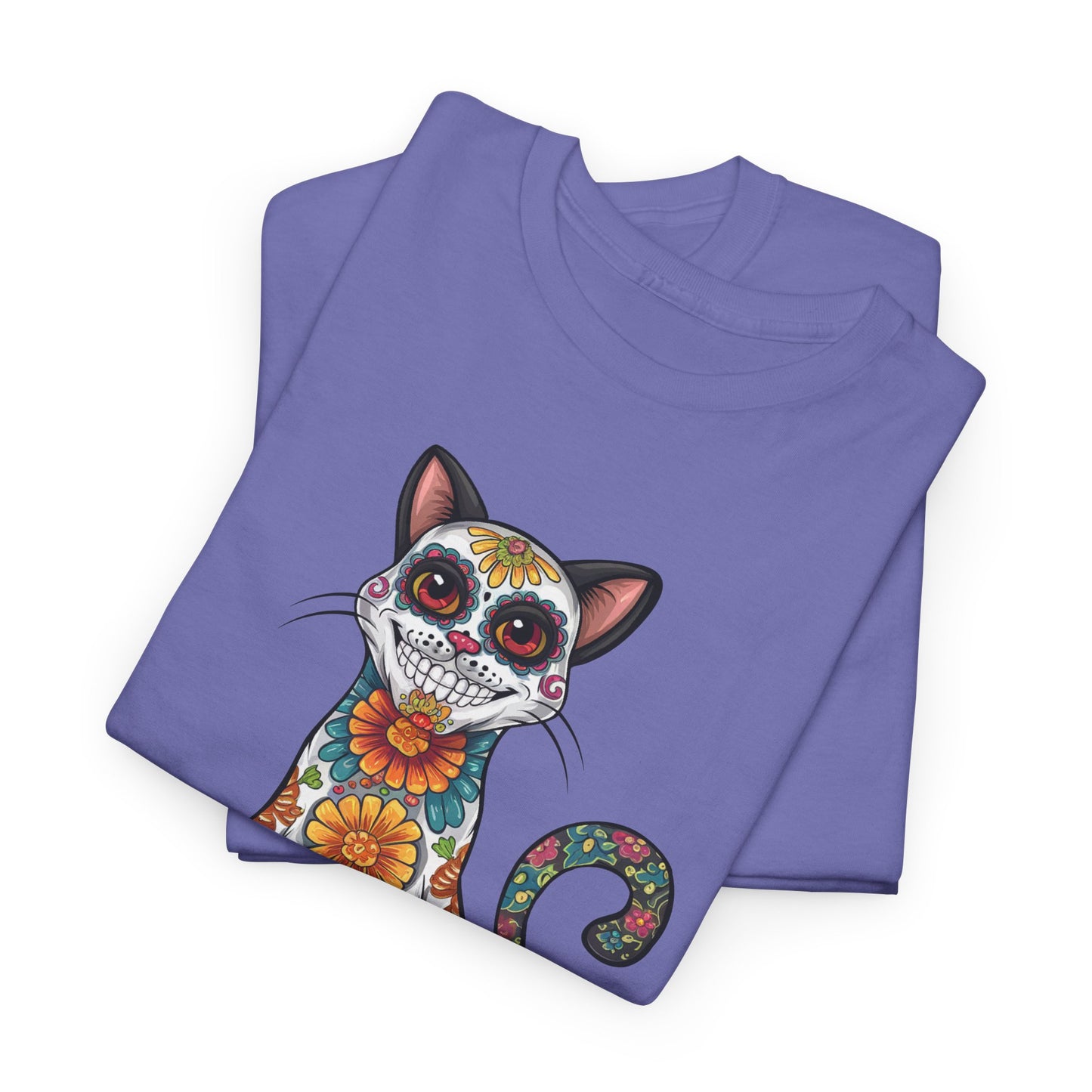 Sugar Skull Cat Tee (Dia de los Muertos Themed)