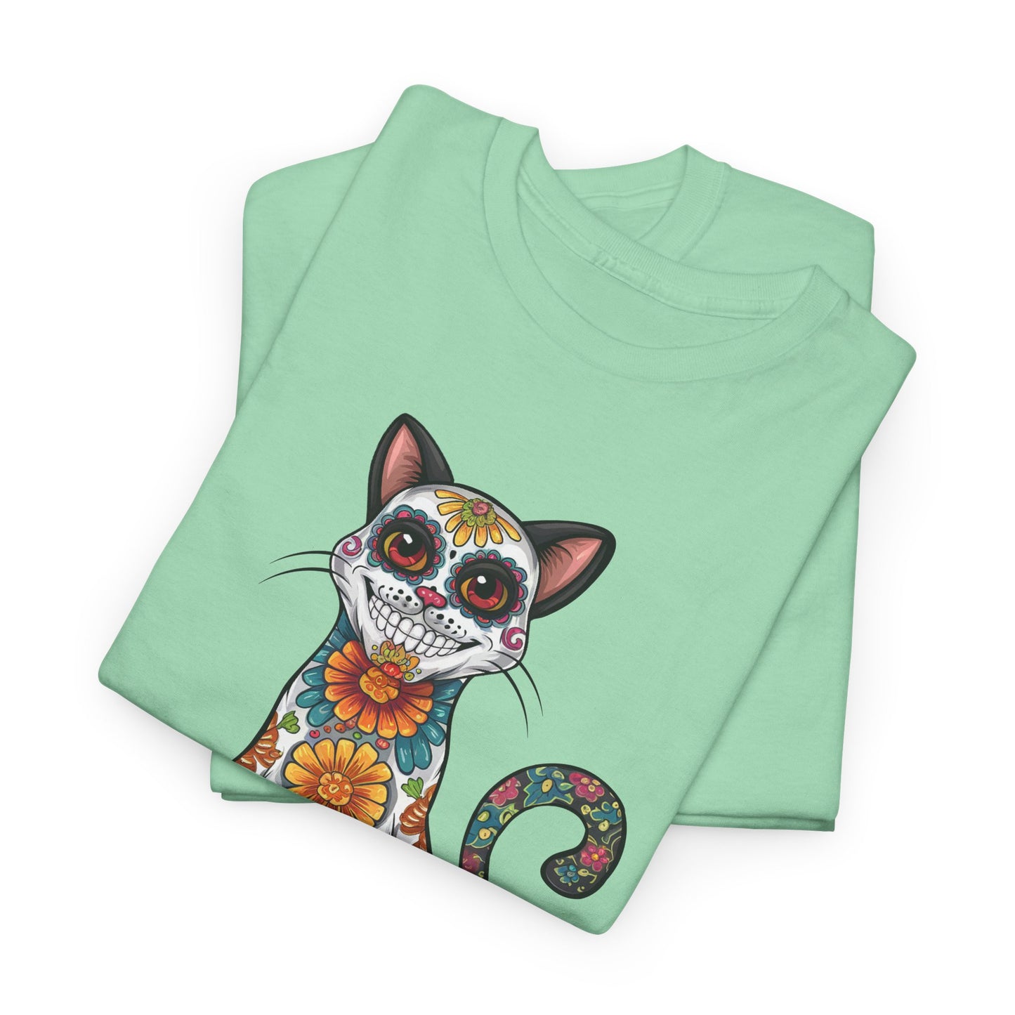 Sugar Skull Cat Tee (Dia de los Muertos Themed)