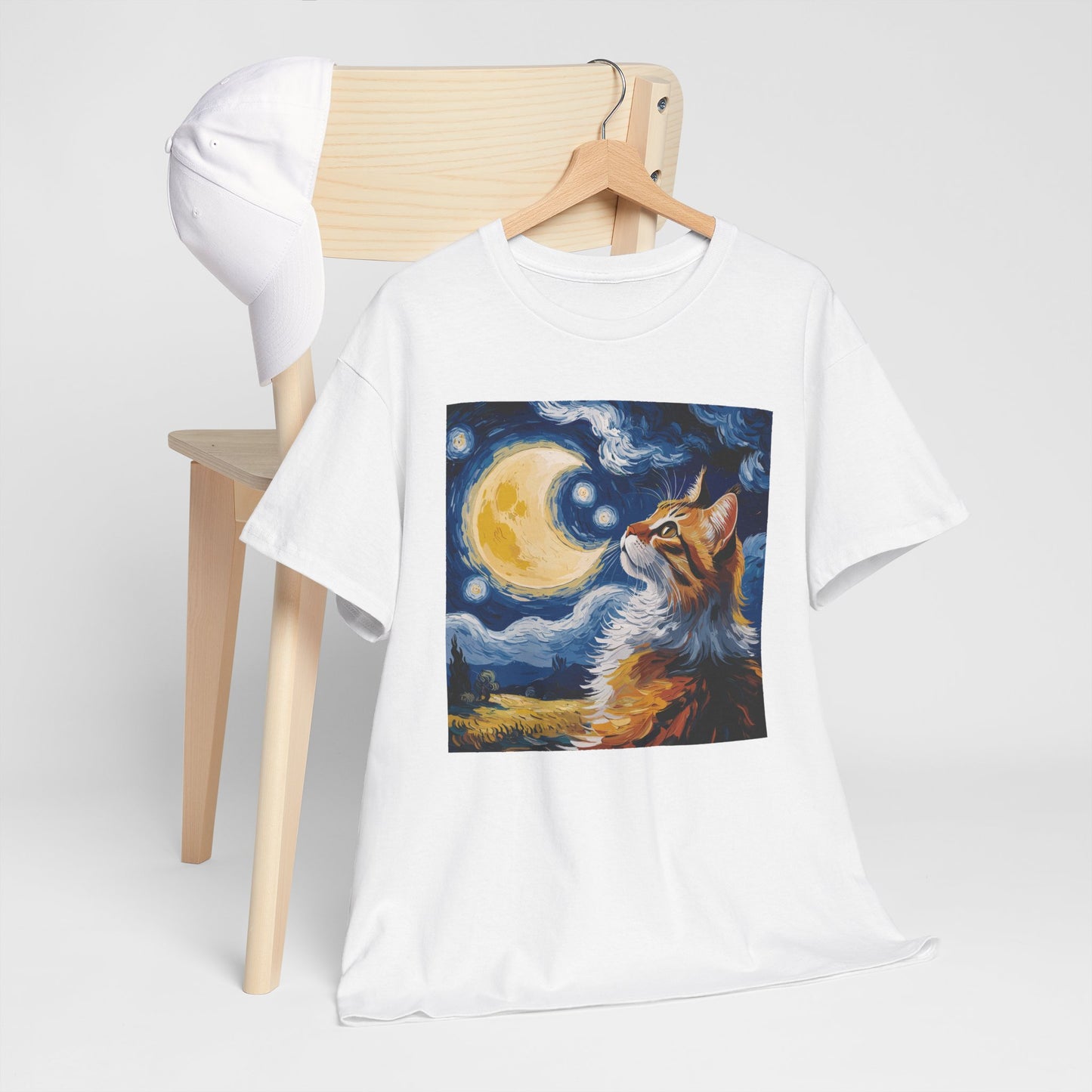 Celestial Feline: Starry Night Dreamscape Tee