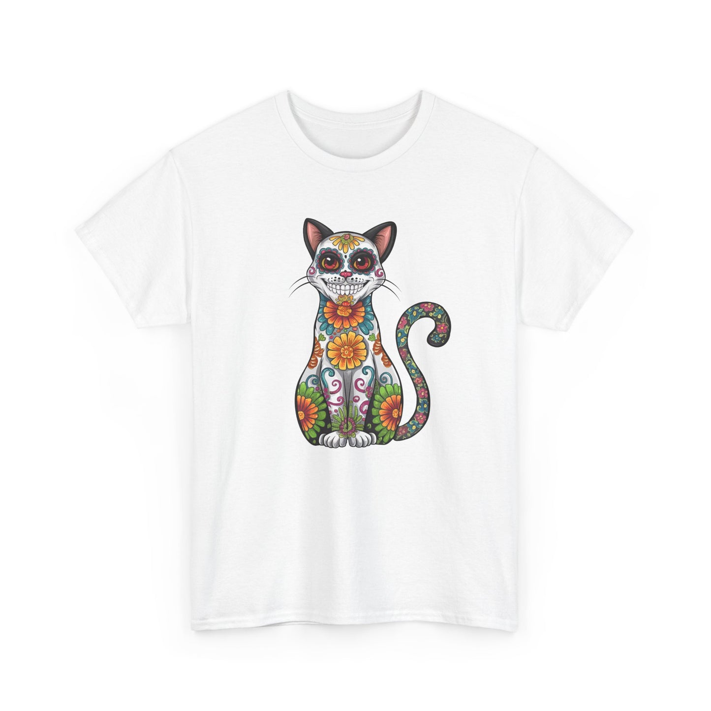 Sugar Skull Cat Tee (Dia  de los Muertos Themed)