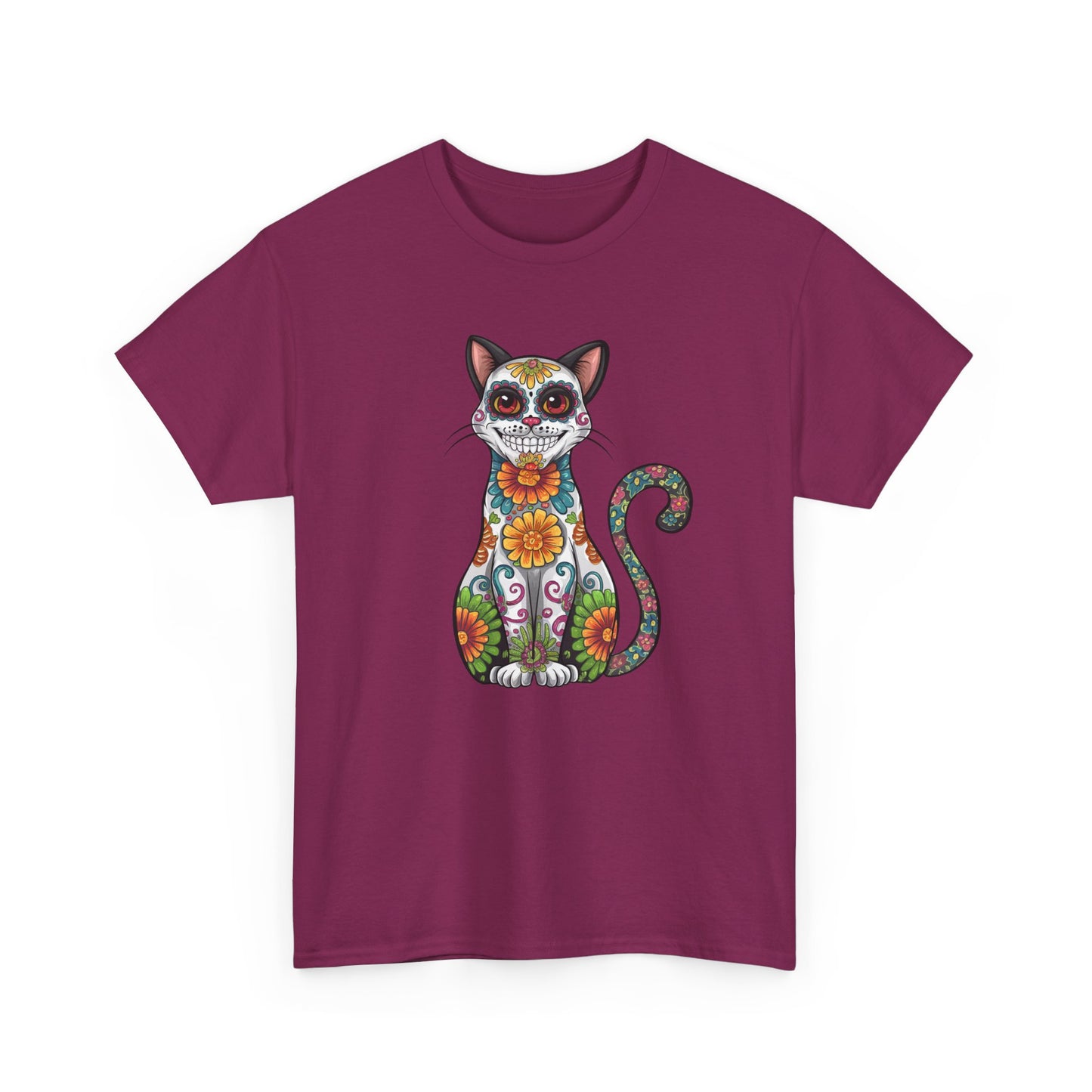 Sugar Skull Cat Tee (Dia  de los Muertos Themed)