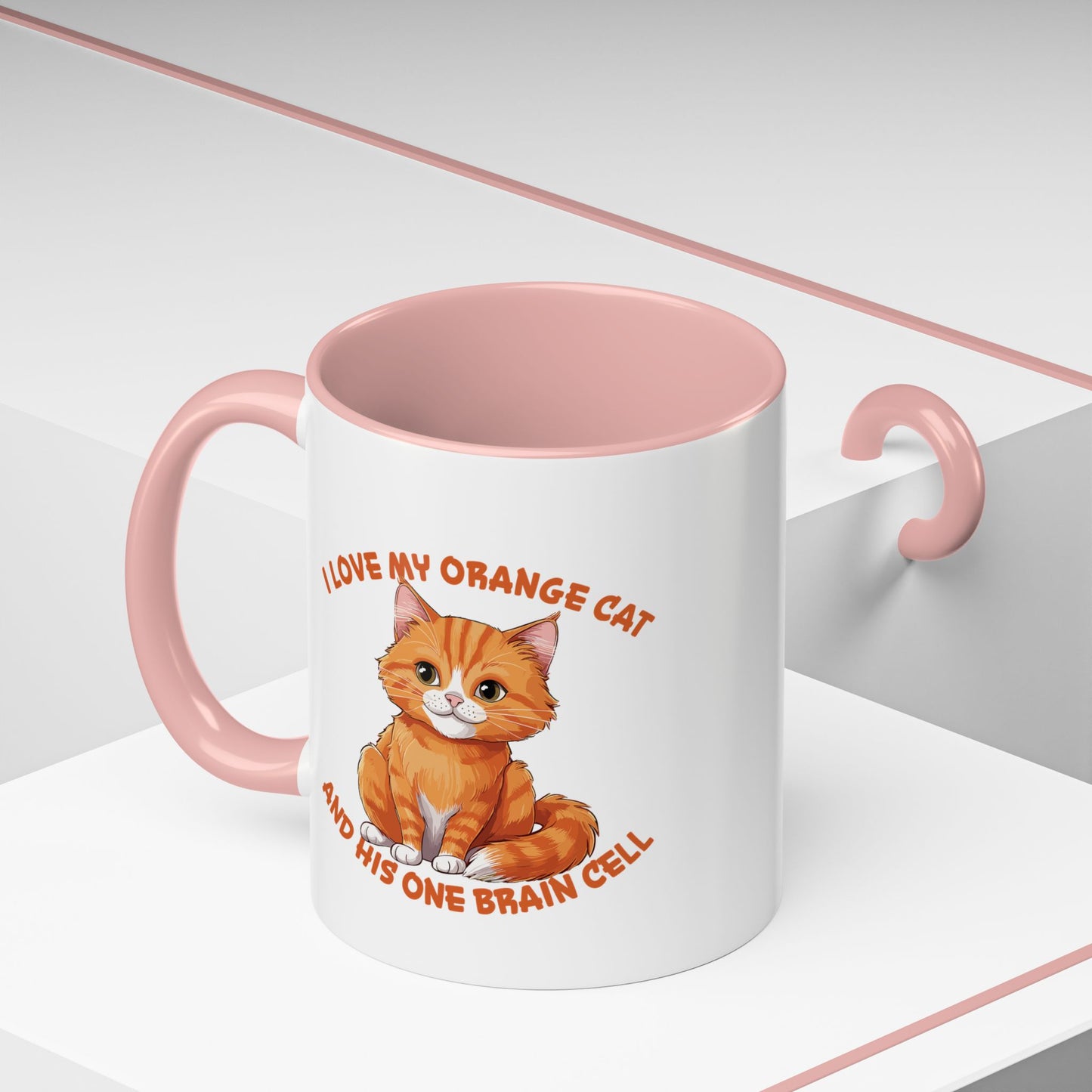 Orange Cat Charm: One Brain Cell Wonder Accent Coffee Mug (11, 15oz)