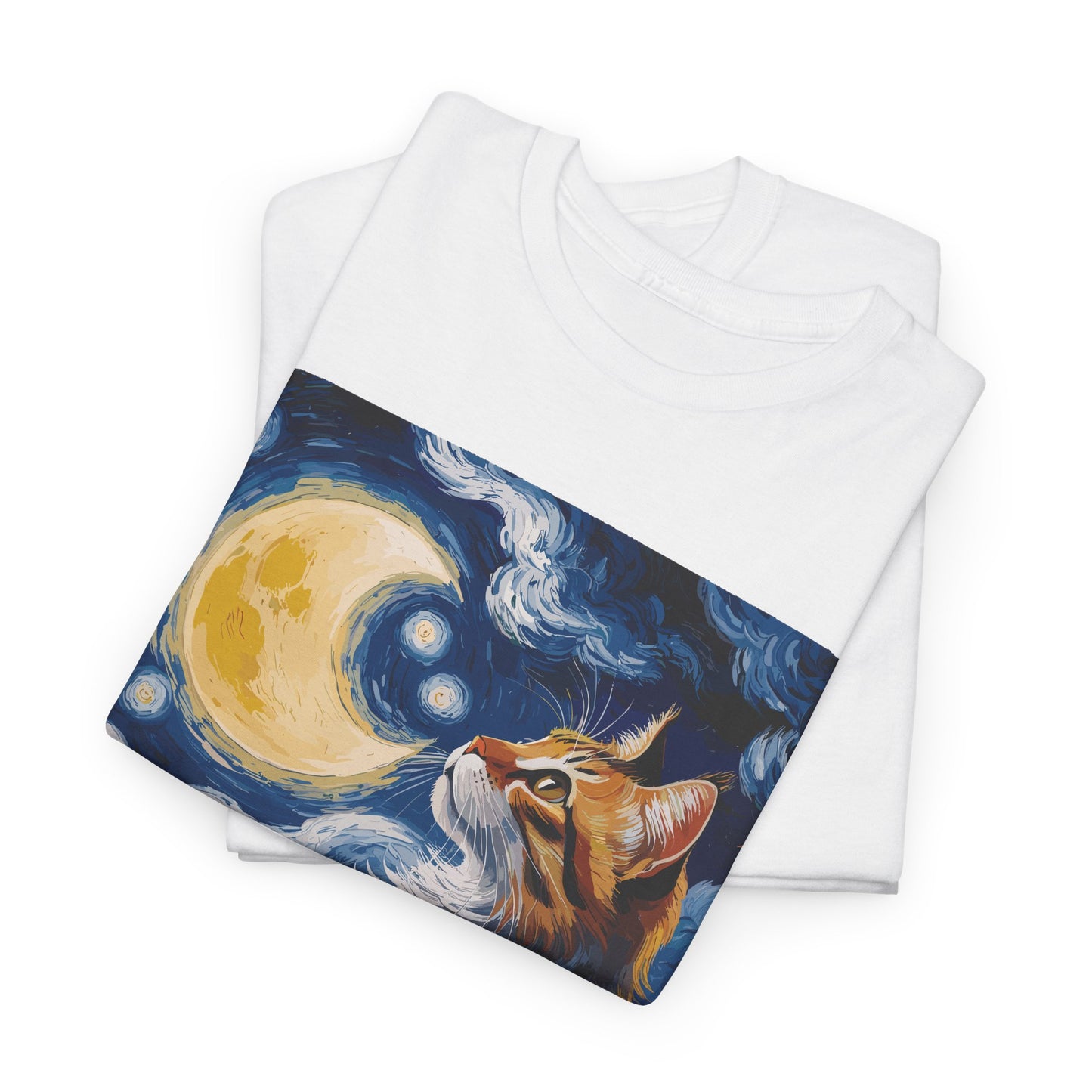 Celestial Feline: Starry Night Dreamscape Tee