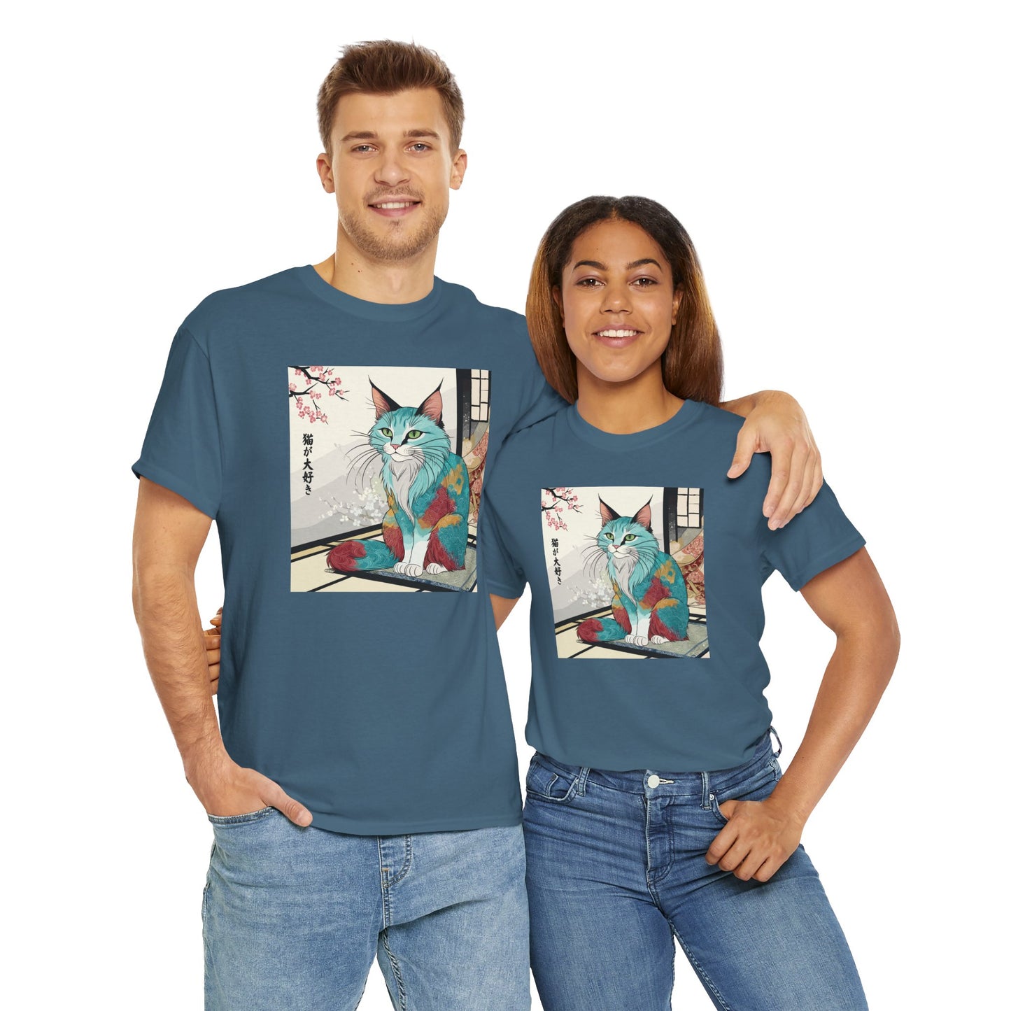 Cat Illustration Unisex Tee - Love Cats Japanese Design