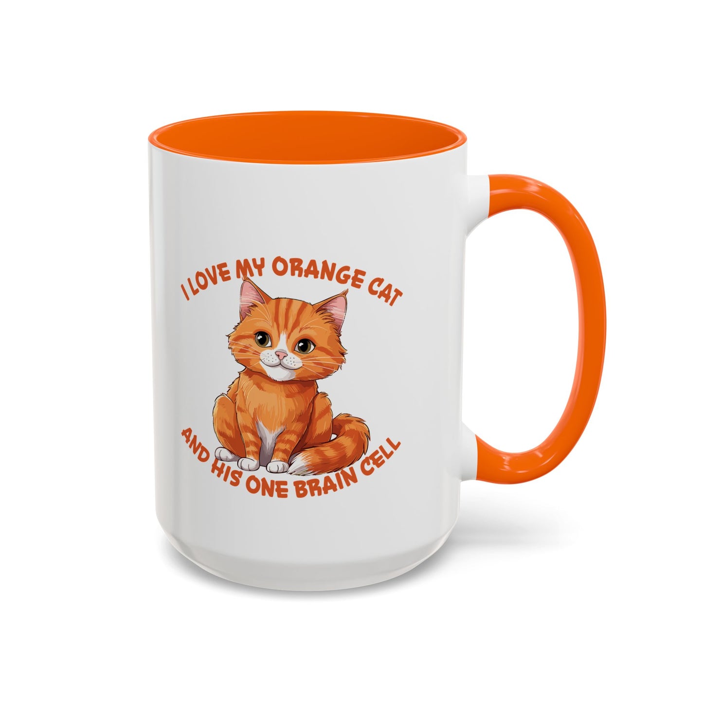 Orange Cat Charm: One Brain Cell Wonder Accent Coffee Mug (11, 15oz)