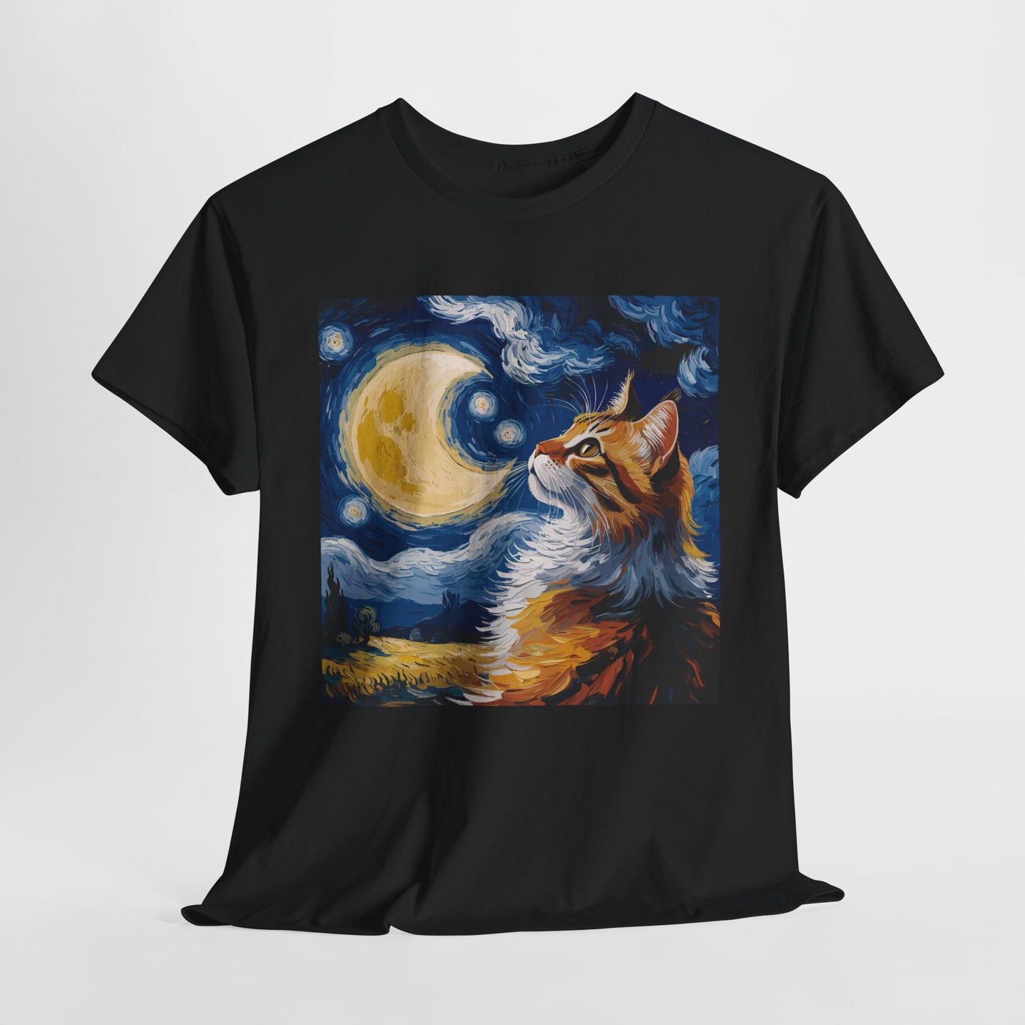 Celestial Feline: Starry Night Dreamscape Tee