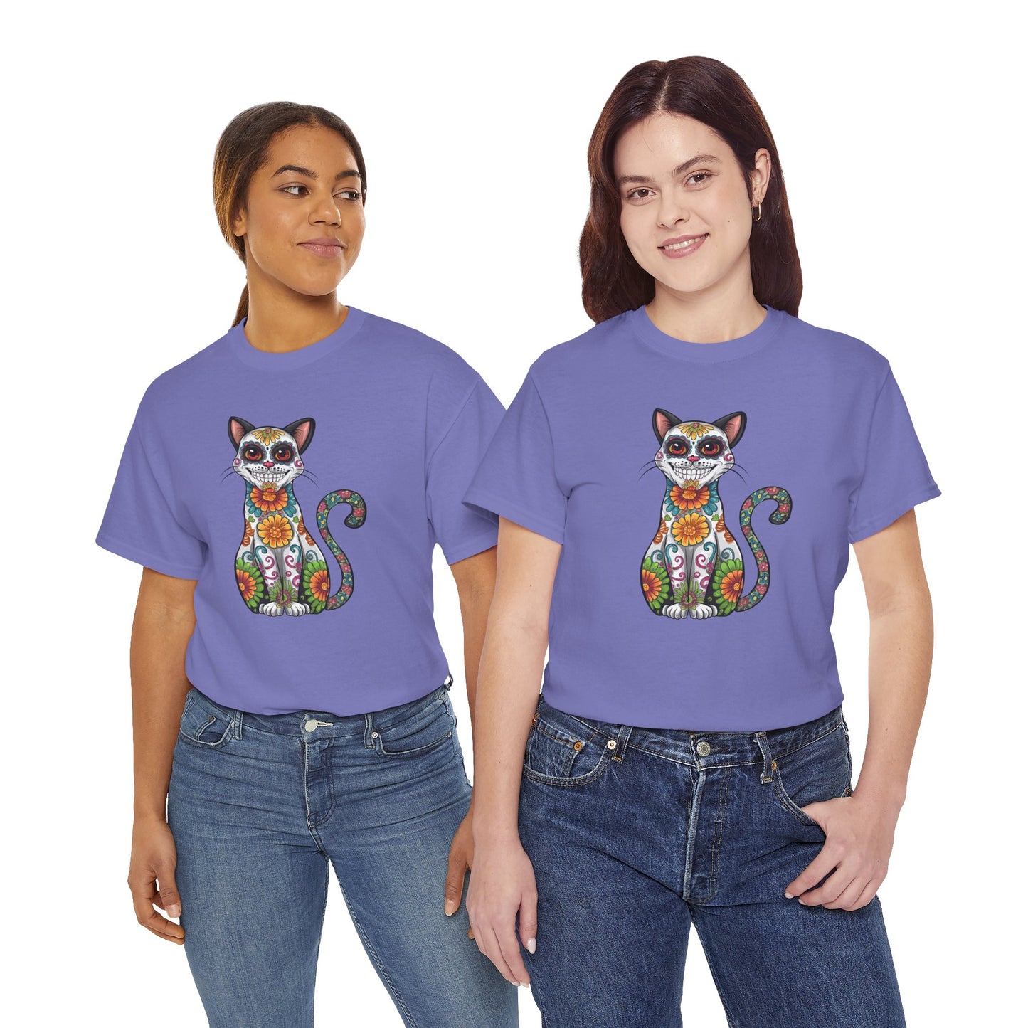 Sugar Skull Cat Tee (Dia  de los Muertos Themed)