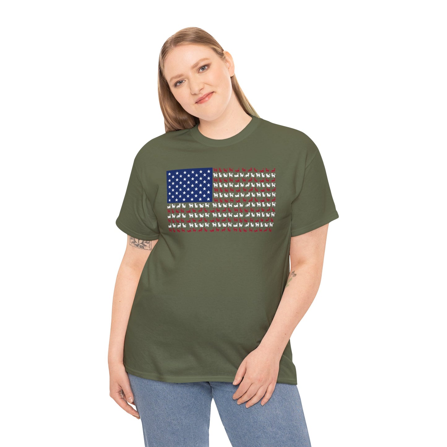 Cat American Flag Unisex Tee