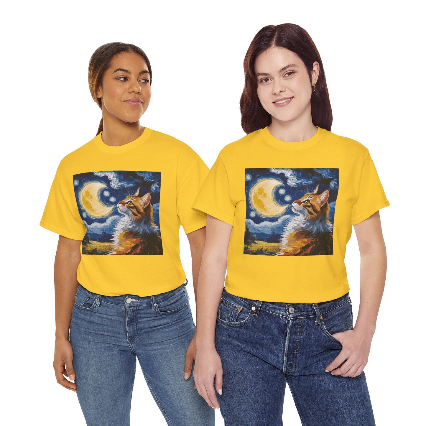 Celestial Feline: Starry Night Dreamscape Tee