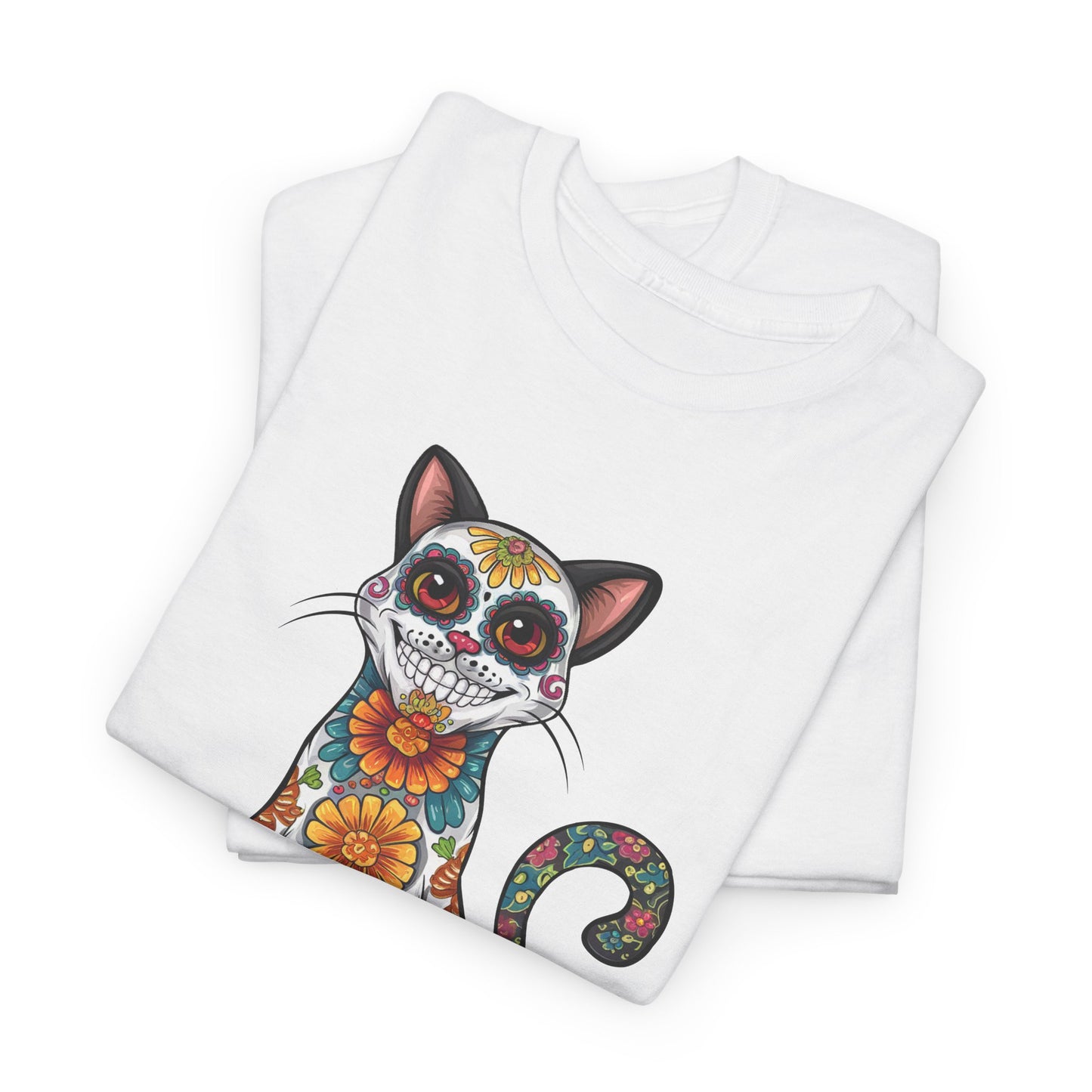 Sugar Skull Cat Tee (Dia  de los Muertos Themed)