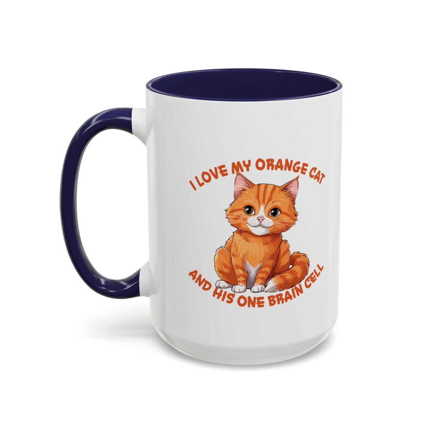 Orange Cat Charm: One Brain Cell Wonder Accent Coffee Mug (11, 15oz)