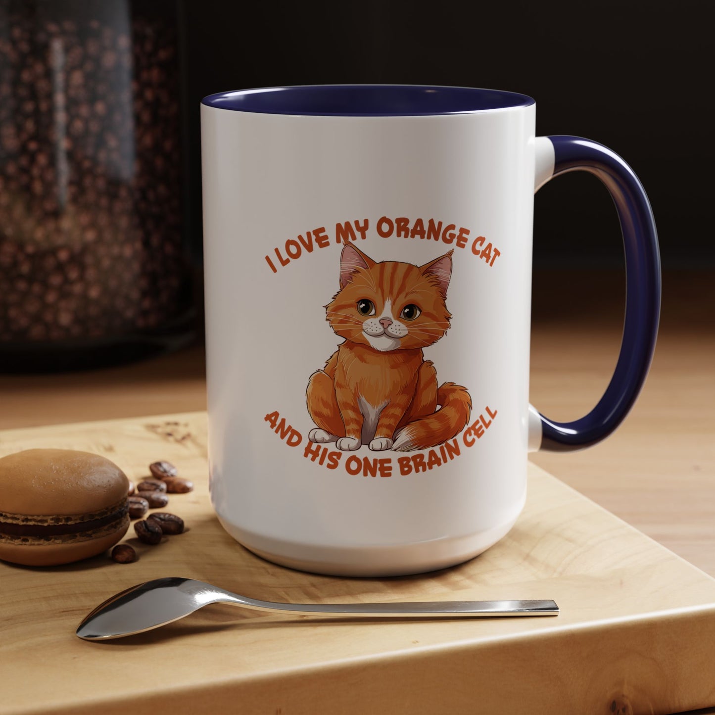 Orange Cat Charm: One Brain Cell Wonder Accent Coffee Mug (11, 15oz)