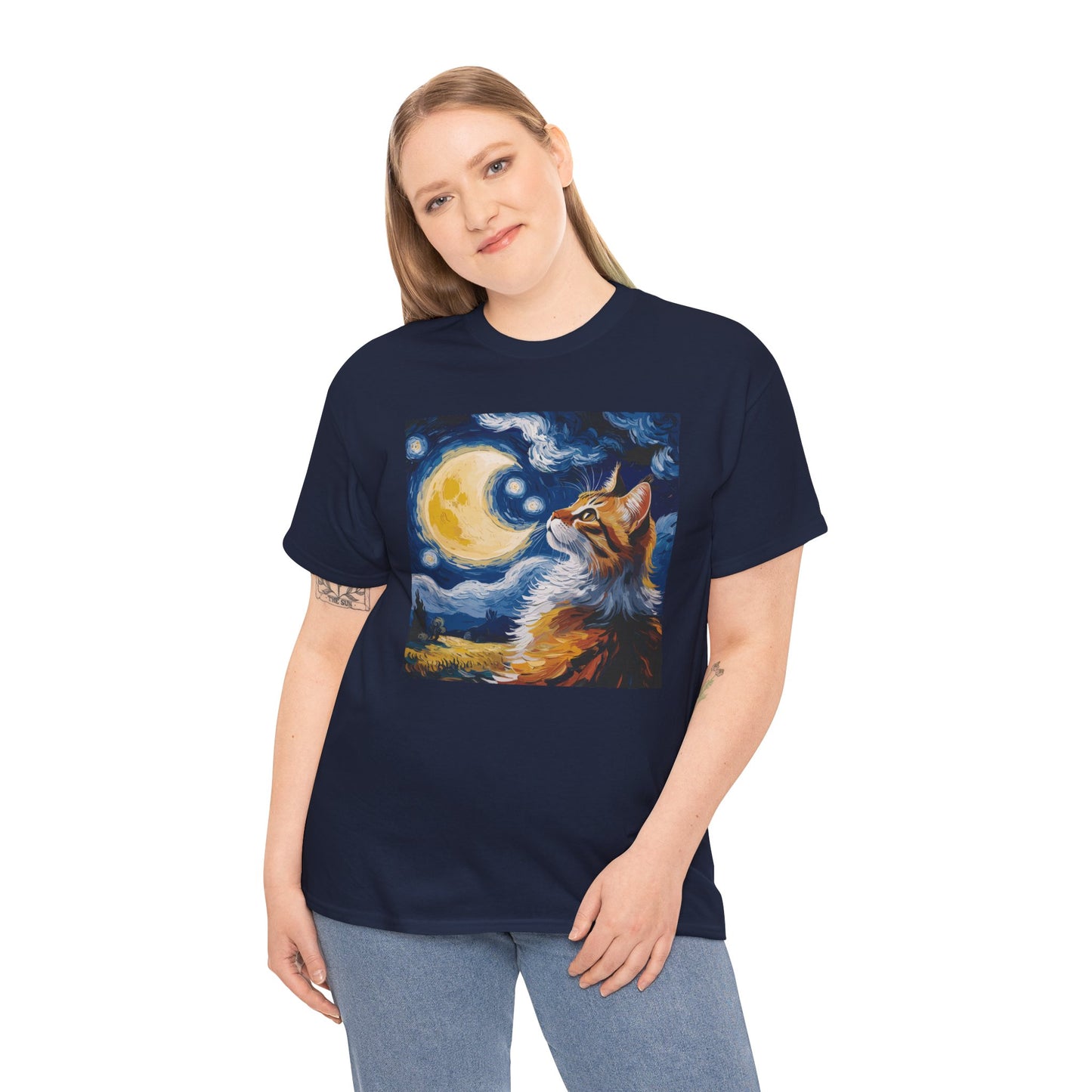 Celestial Feline: Starry Night Dreamscape Tee