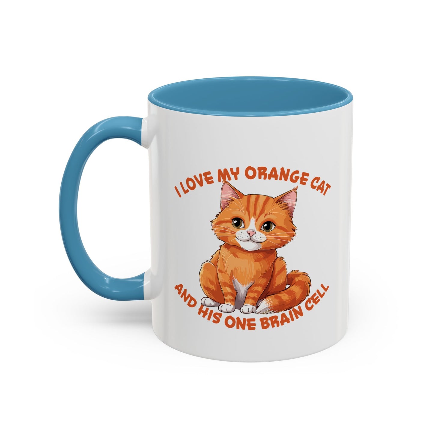 Orange Cat Charm: One Brain Cell Wonder Accent Coffee Mug (11, 15oz)