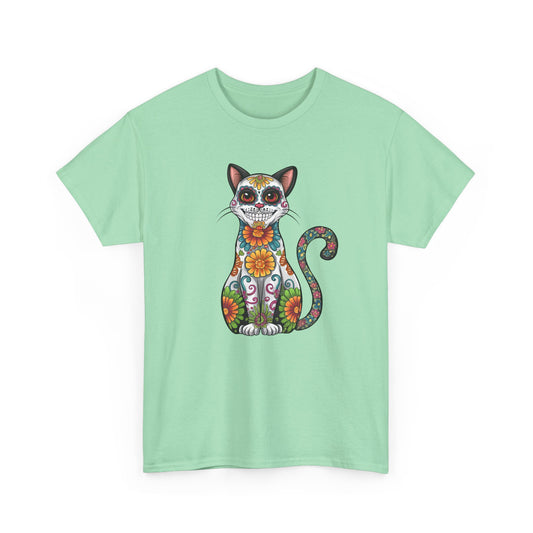 Sugar Skull Cat Tee (Dia  de los Muertos Themed)