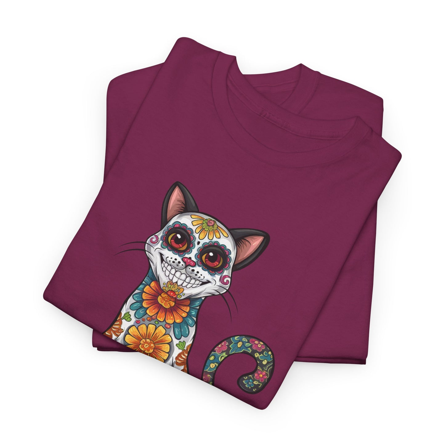 Sugar Skull Cat Tee (Dia  de los Muertos Themed)