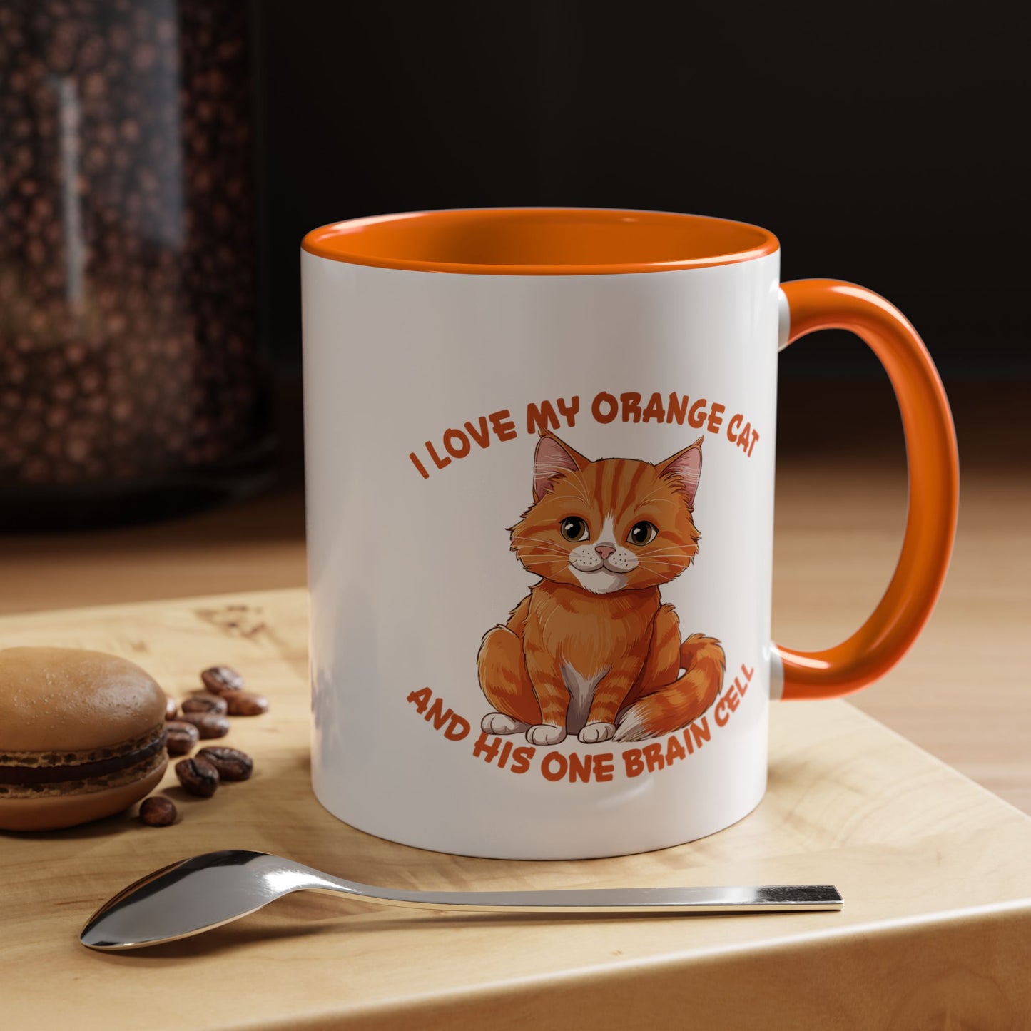 Orange Cat Charm: One Brain Cell Wonder Accent Coffee Mug (11, 15oz)