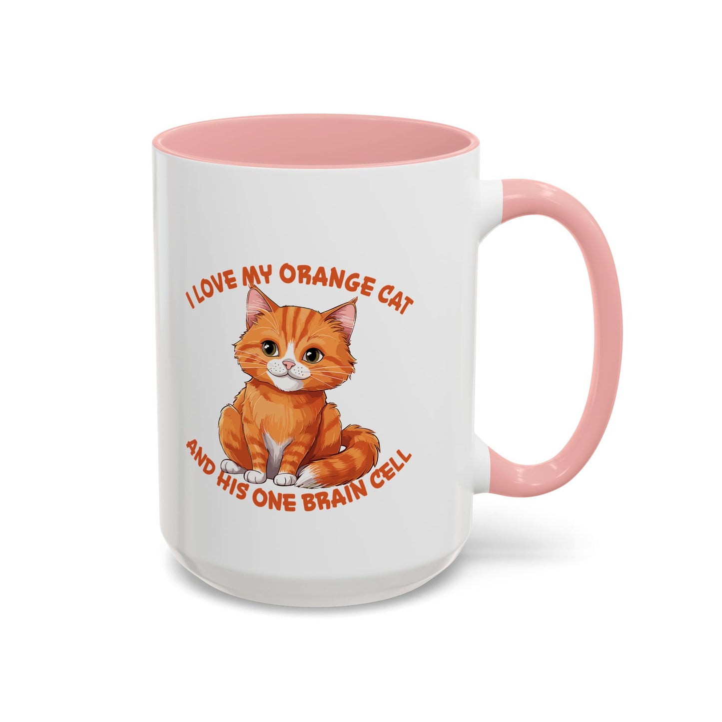 Orange Cat Charm: One Brain Cell Wonder Accent Coffee Mug (11, 15oz)