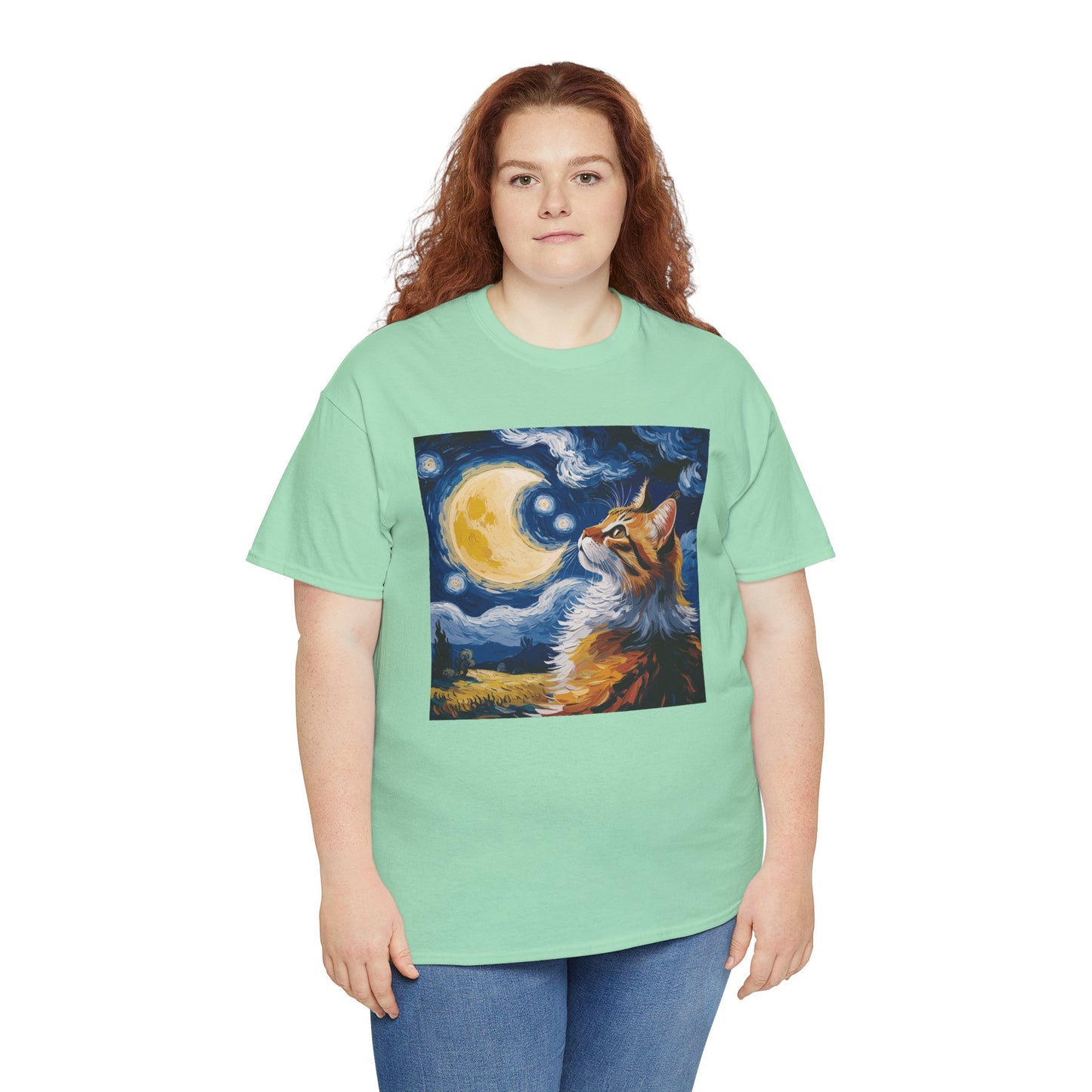 Celestial Feline: Starry Night Dreamscape Tee