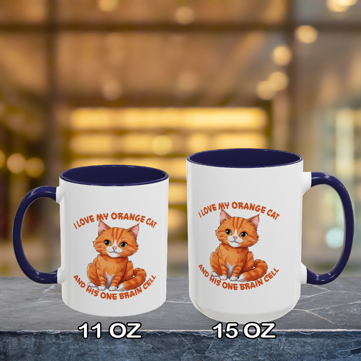 Orange Cat Charm: One Brain Cell Wonder Accent Coffee Mug (11, 15oz)