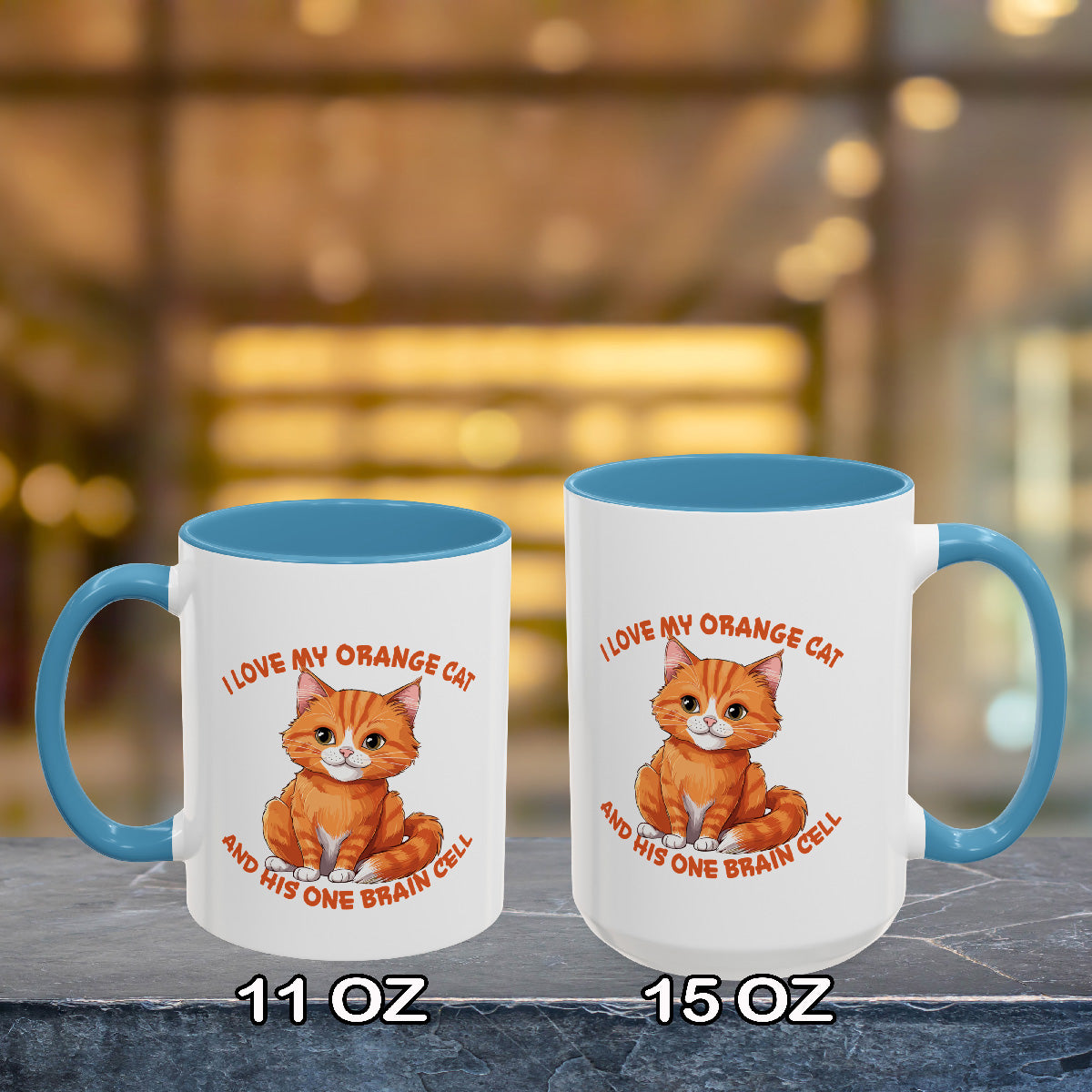 Orange Cat Charm: One Brain Cell Wonder Accent Coffee Mug (11, 15oz)