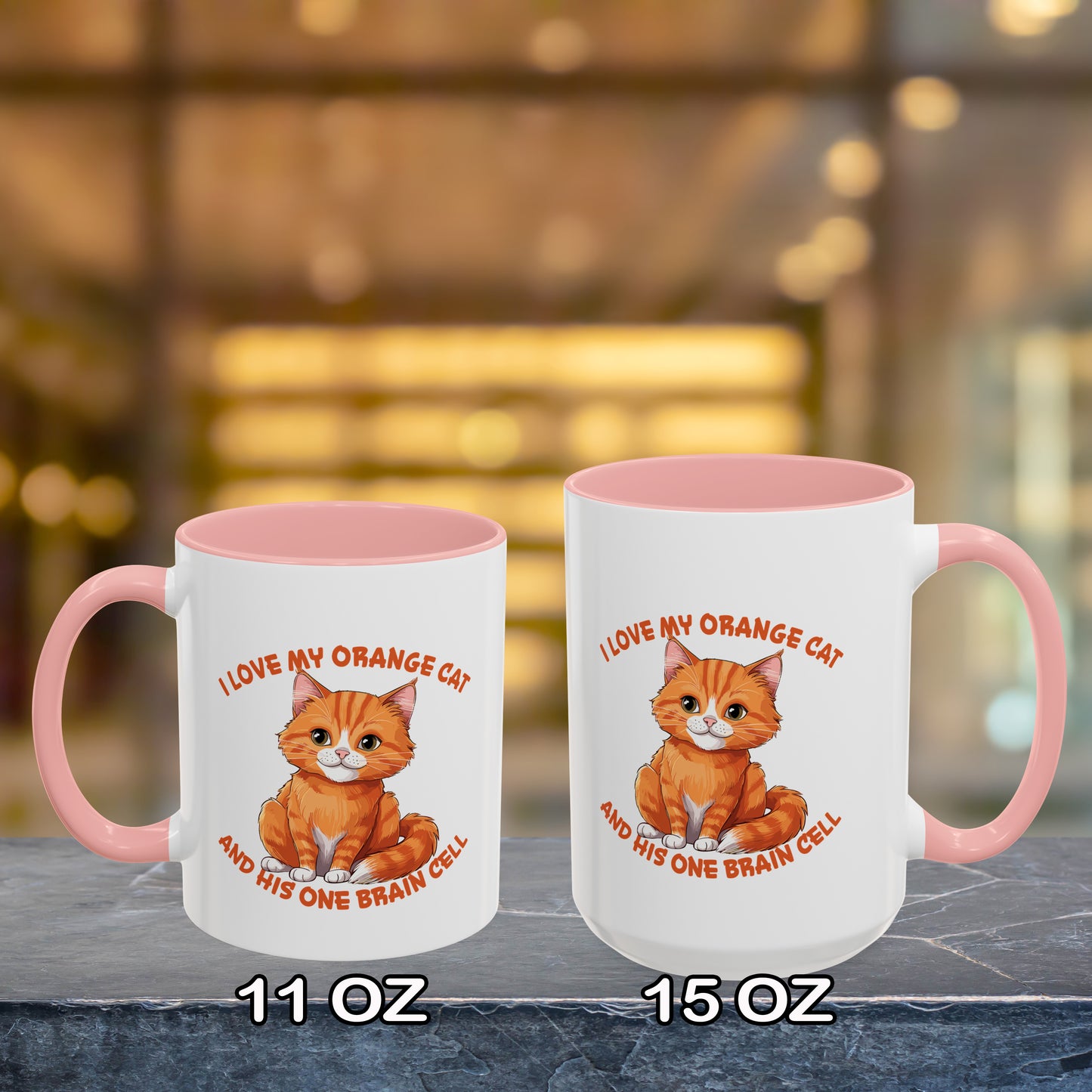 Orange Cat Charm: One Brain Cell Wonder Accent Coffee Mug (11, 15oz)