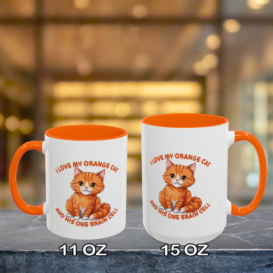 Orange Cat Charm: One Brain Cell Wonder Accent Coffee Mug (11, 15oz)