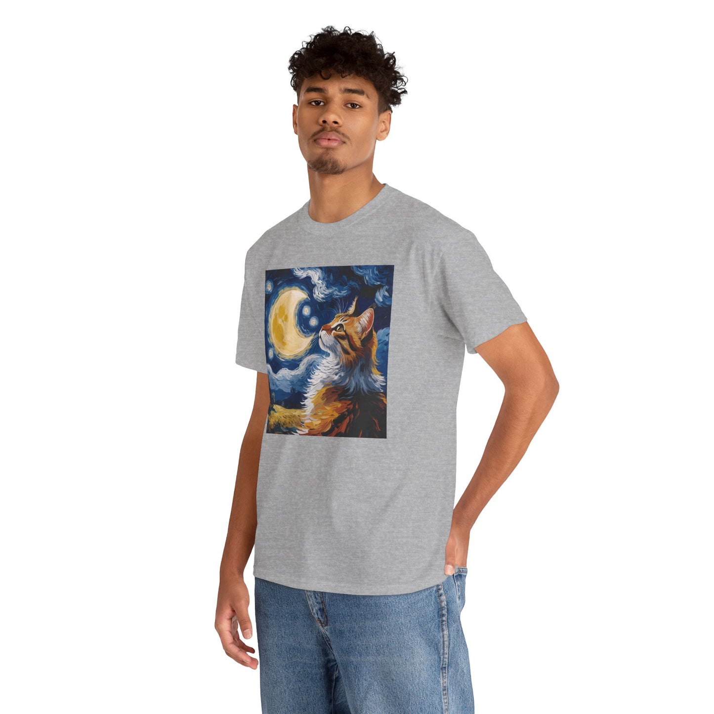 Celestial Feline: Starry Night Dreamscape Tee