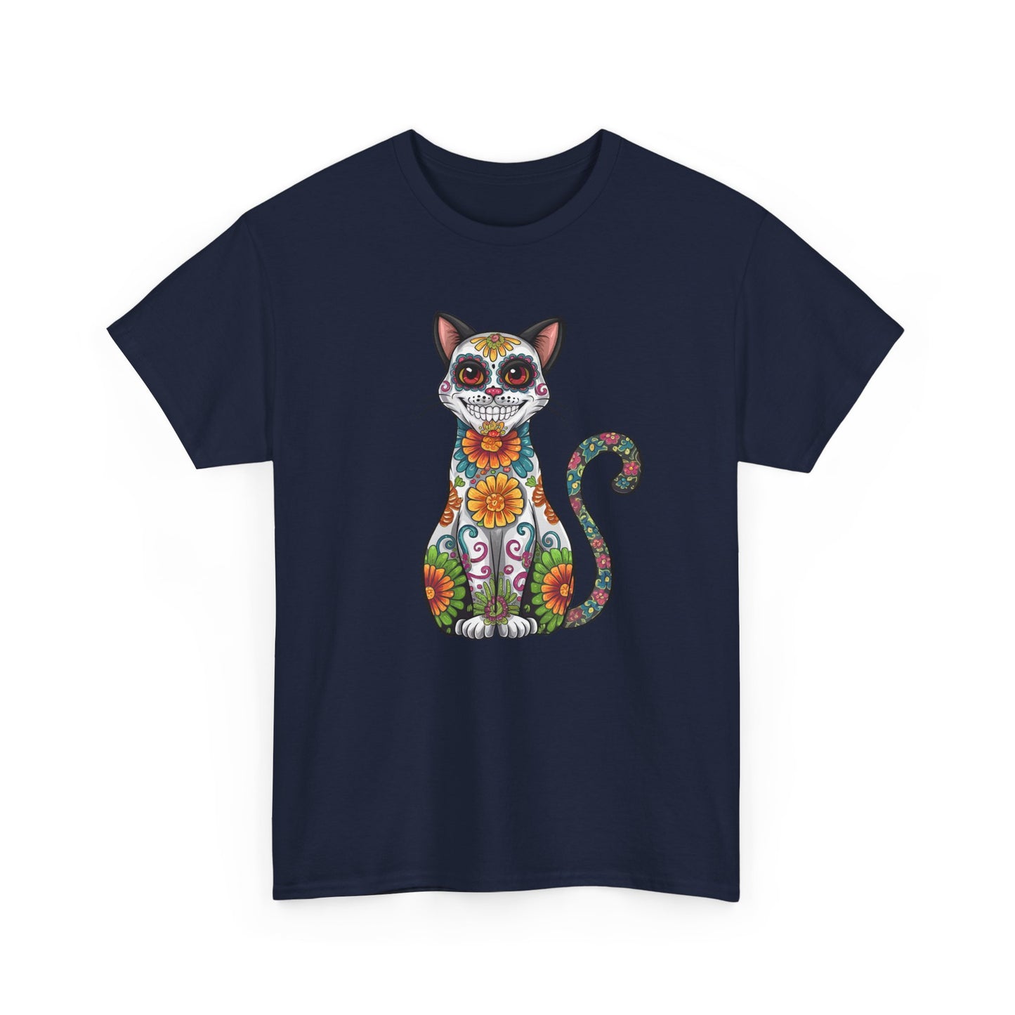 Sugar Skull Cat Tee (Dia  de los Muertos Themed)