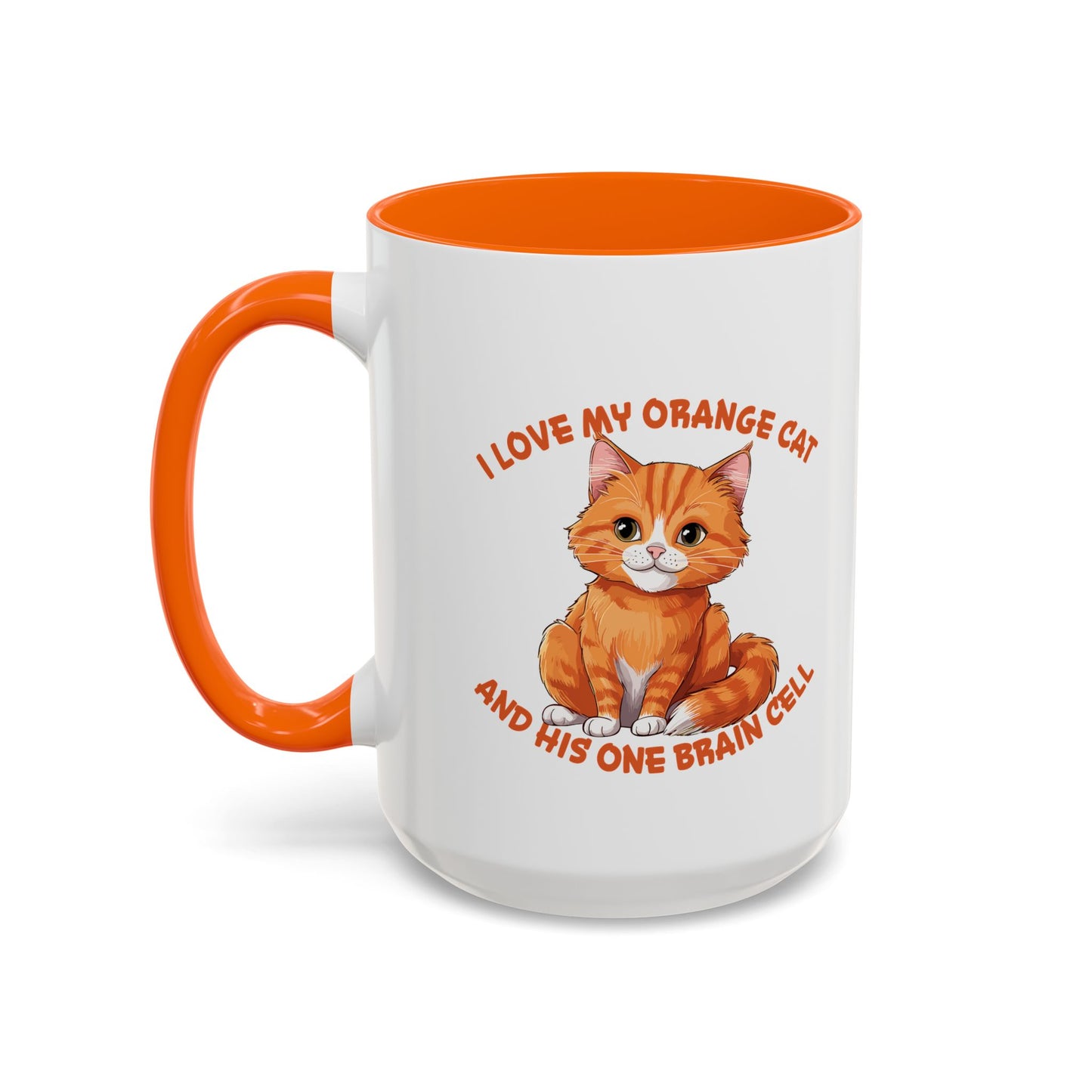 Orange Cat Charm: One Brain Cell Wonder Accent Coffee Mug (11, 15oz)