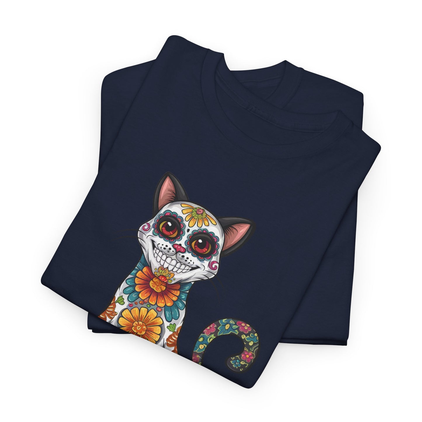 Sugar Skull Cat Tee (Dia  de los Muertos Themed)