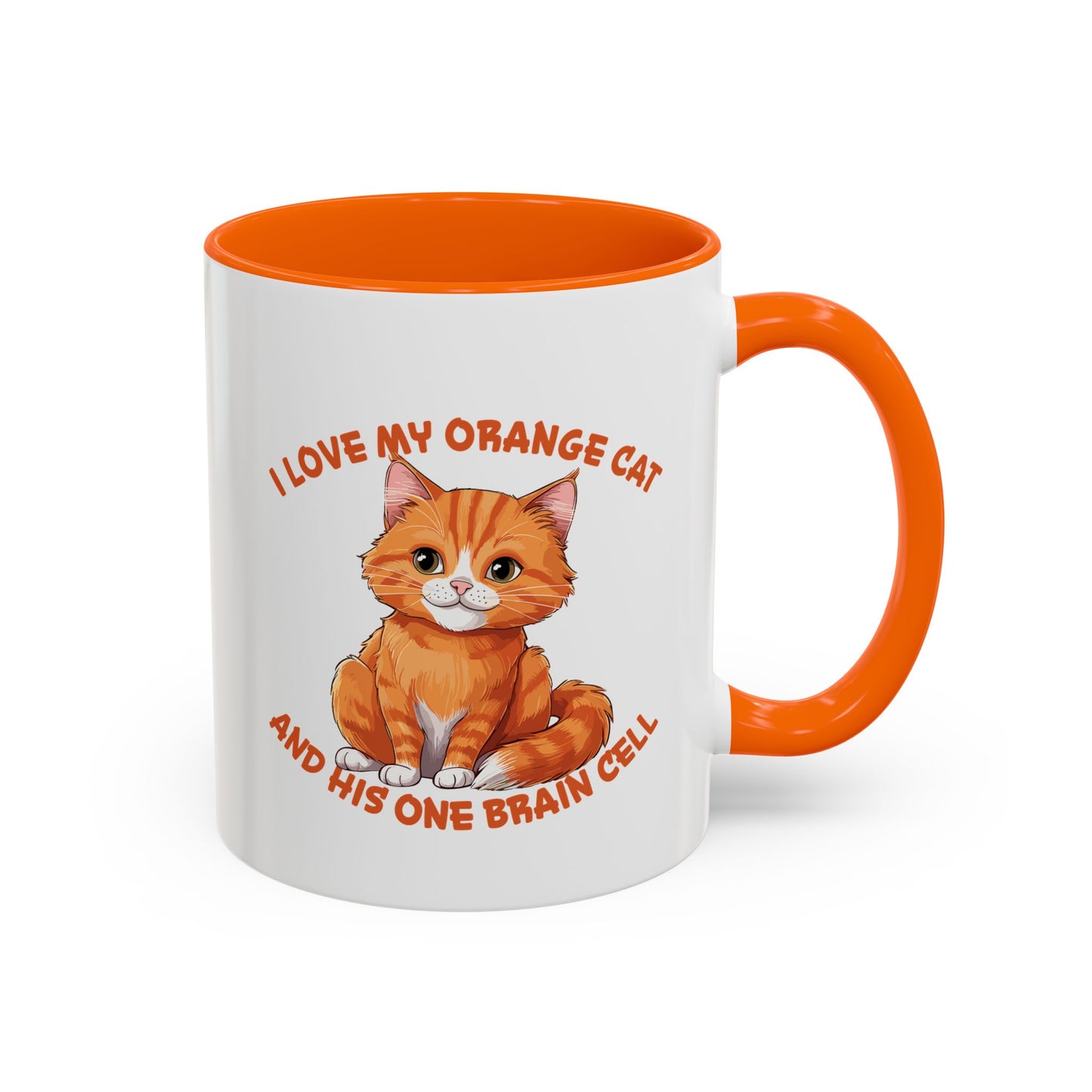 Orange Cat Charm: One Brain Cell Wonder Accent Coffee Mug (11, 15oz)