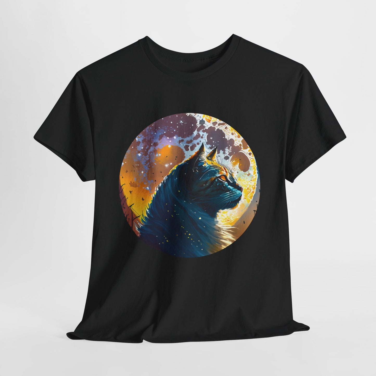 Mystical Black Cat: Enchanted Moonlit Night Tee