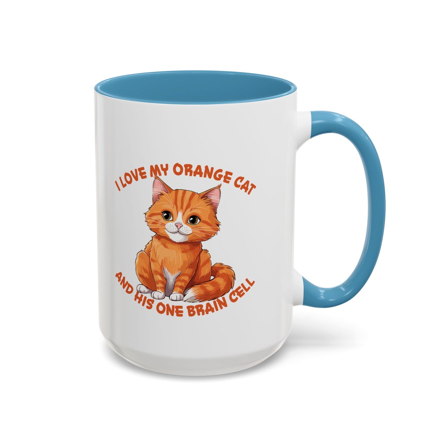 Orange Cat Charm: One Brain Cell Wonder Accent Coffee Mug (11, 15oz)