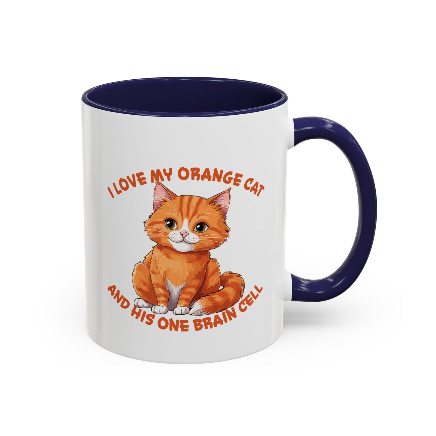 Orange Cat Charm: One Brain Cell Wonder Accent Coffee Mug (11, 15oz)