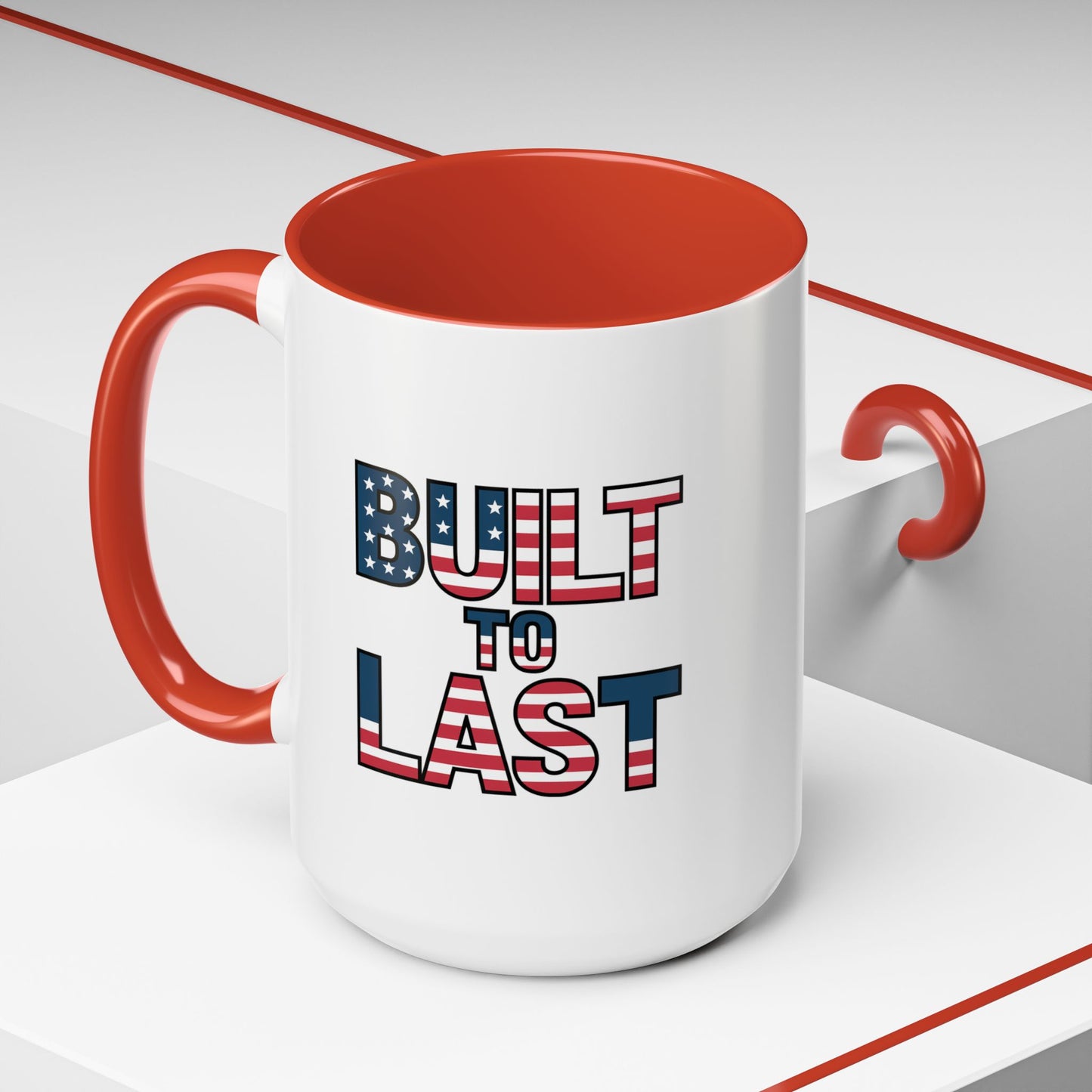 Mug - Patriotic 'Built to Last' American Flag Design