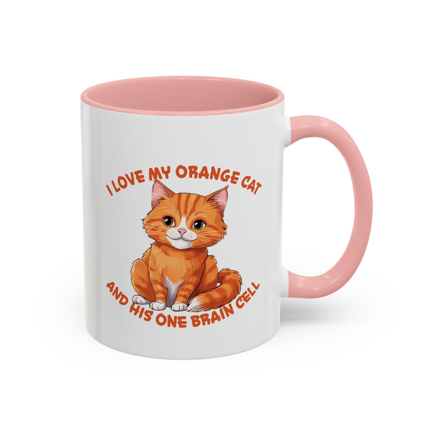 Orange Cat Charm: One Brain Cell Wonder Accent Coffee Mug (11, 15oz)