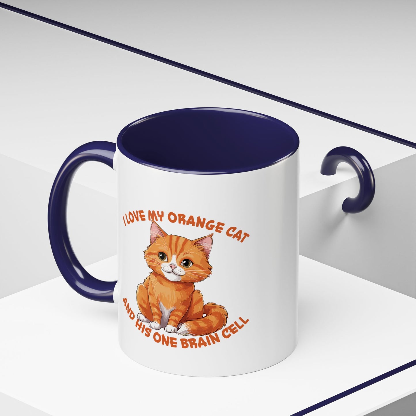 Orange Cat Charm: One Brain Cell Wonder Accent Coffee Mug (11, 15oz)