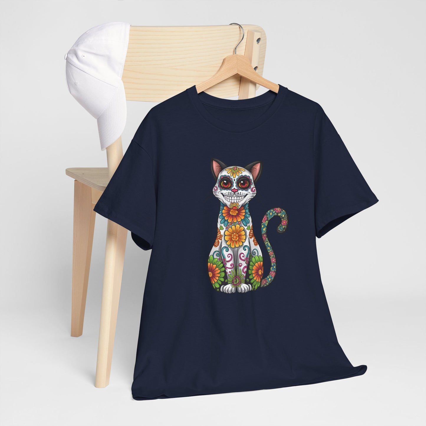 Sugar Skull Cat Tee (Dia  de los Muertos Themed)