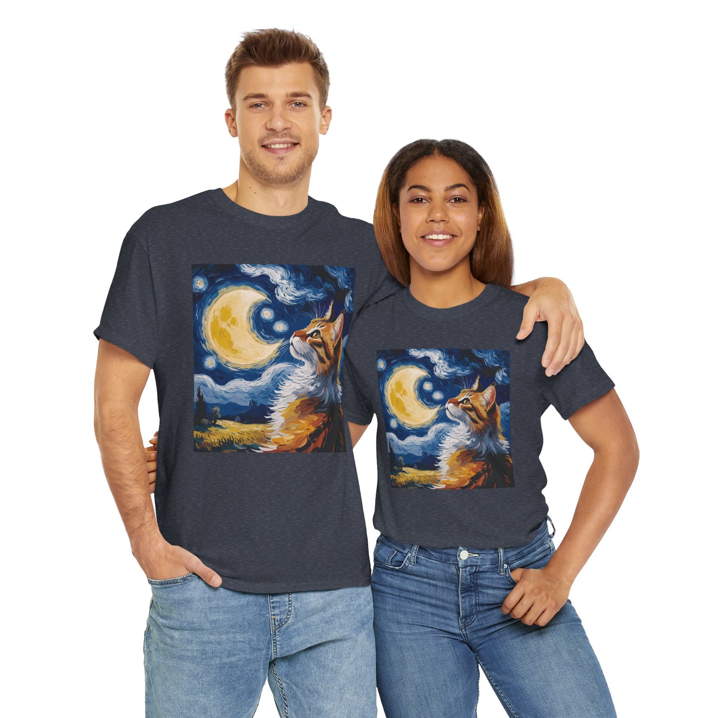 Celestial Feline: Starry Night Dreamscape Tee