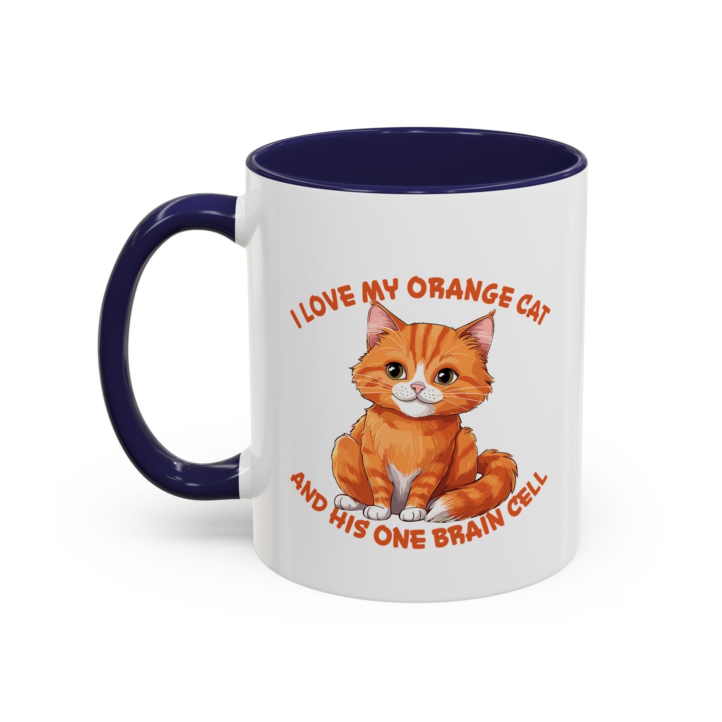 Orange Cat Charm: One Brain Cell Wonder Accent Coffee Mug (11, 15oz)