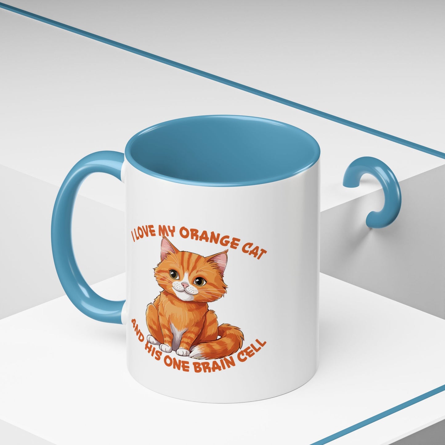 Orange Cat Charm: One Brain Cell Wonder Accent Coffee Mug (11, 15oz)