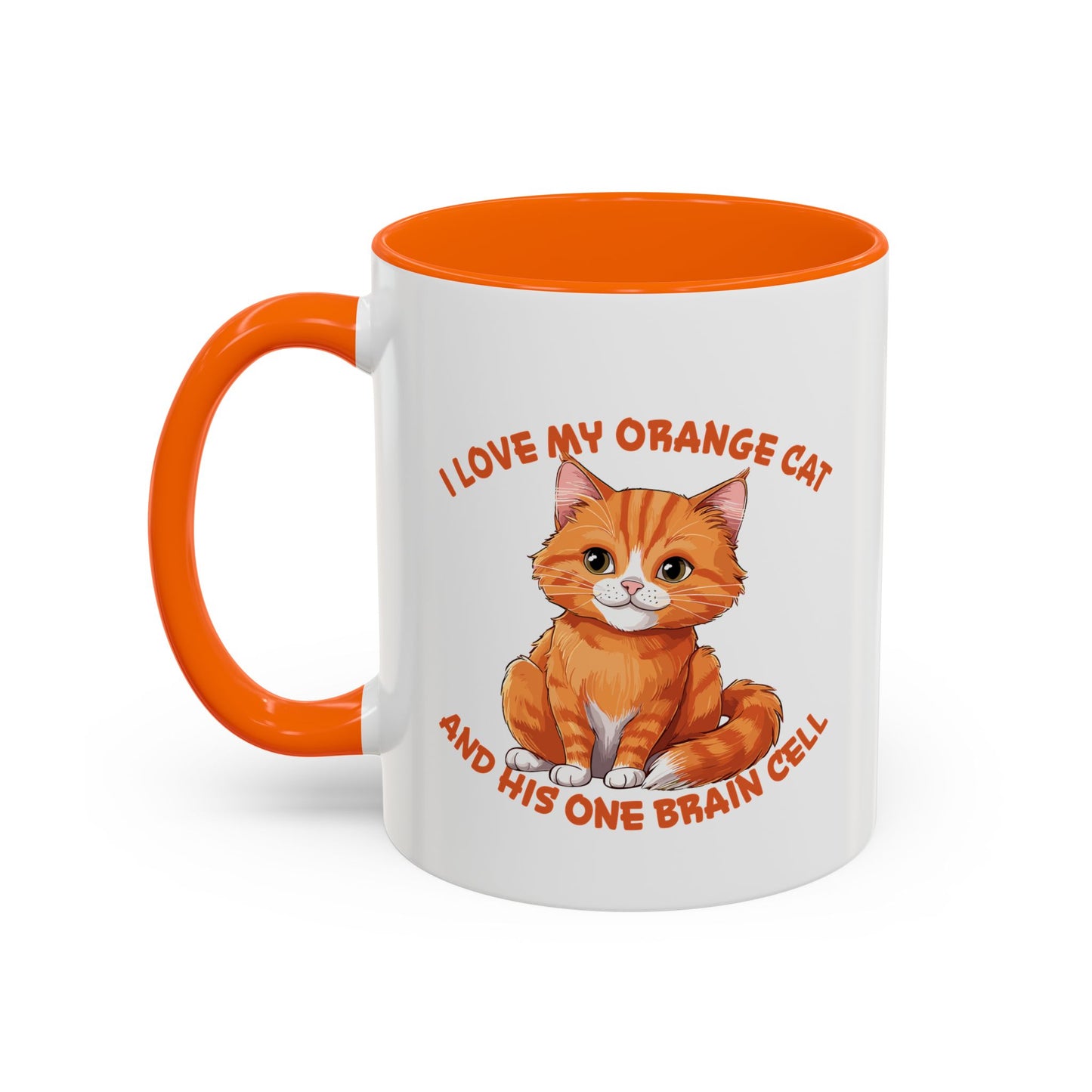 Orange Cat Charm: One Brain Cell Wonder Accent Coffee Mug (11, 15oz)