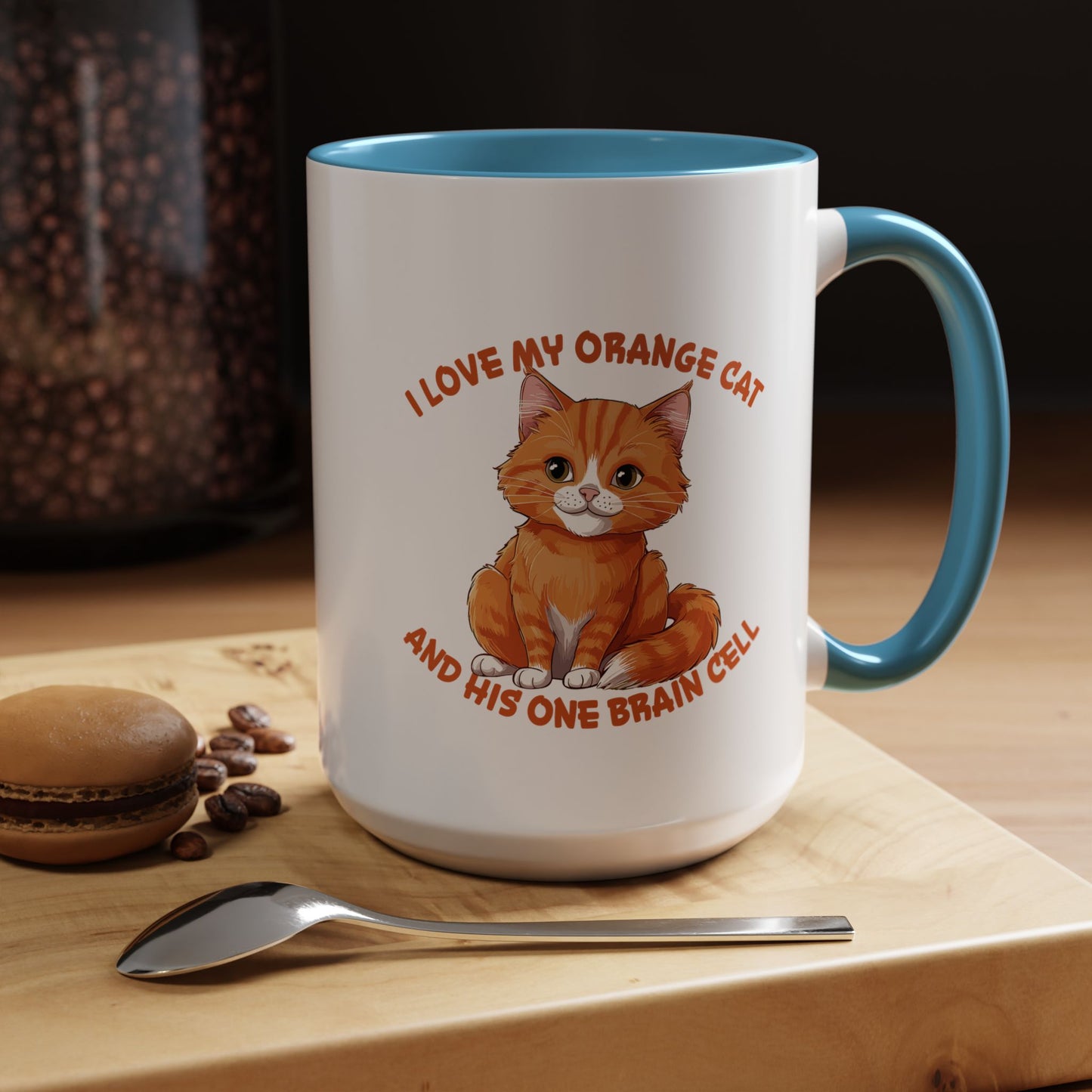 Orange Cat Charm: One Brain Cell Wonder Accent Coffee Mug (11, 15oz)