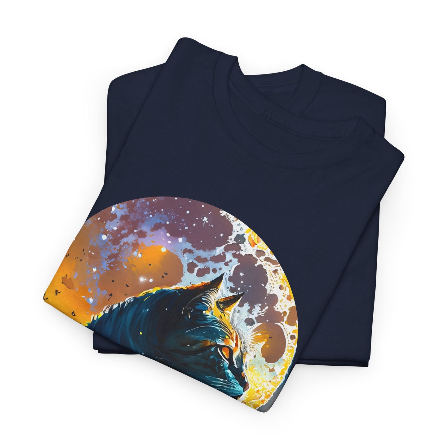 Mystical Black Cat: Enchanted Moonlit Night Tee