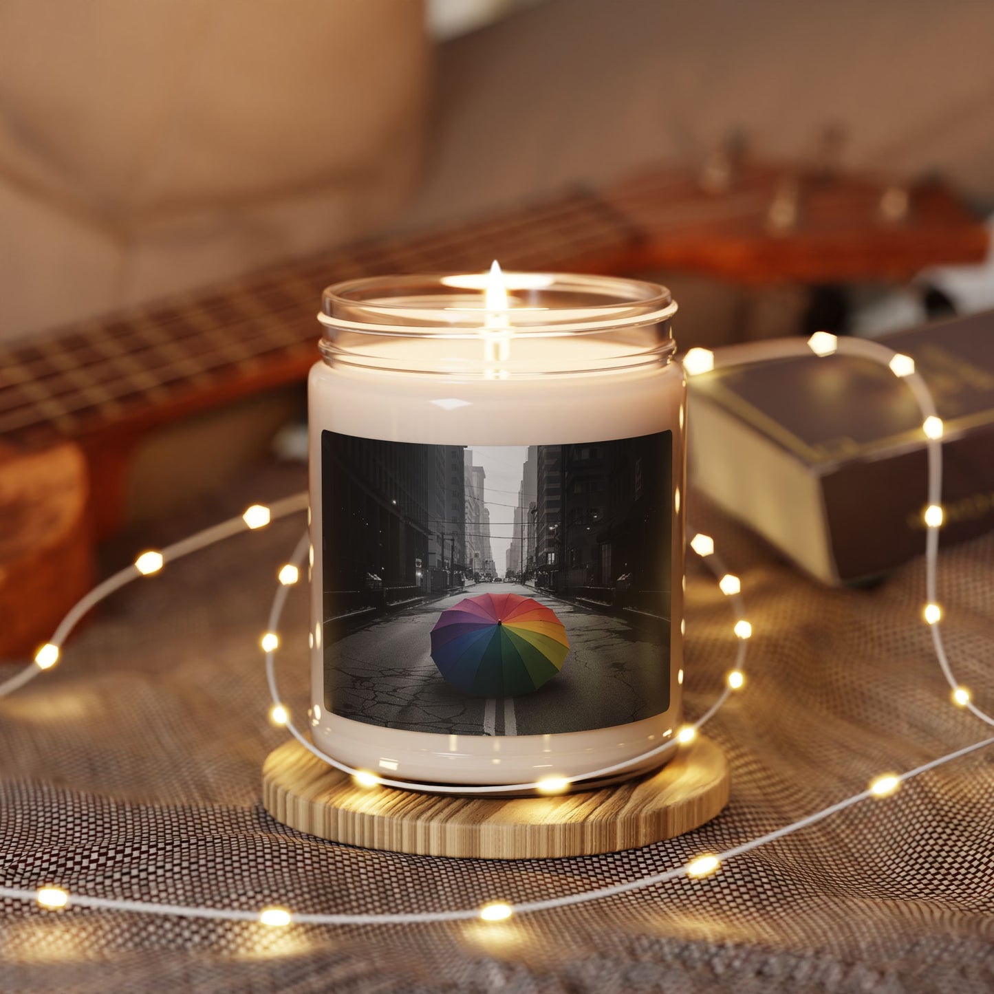 Soy Candle - Rainbow Umbrella of Hope Design